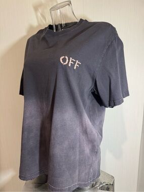 Off White Look Tee. Distressing throughout. 24” Across. 30” Long.